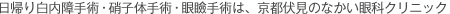 日帰り白内障手術・涙道内視鏡手術・硝子体手術・眼瞼手術は、京都伏見のなかい眼科クリニック